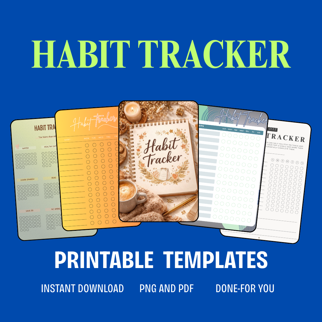 Habit Tracker Printable PDF PNG | Daily & Monthly Habit Tracking Planner | Productivity & Routine Builder | Instant Download