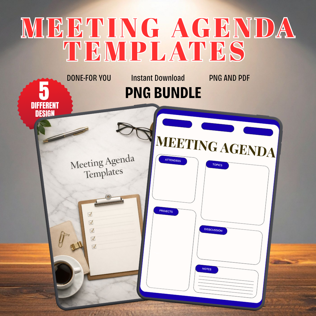 Meeting Agenda Templates PNG PDF Success Roadmap Business Growth Mastery Blueprint Executive Achievement Team Strategy Pro Set Professional