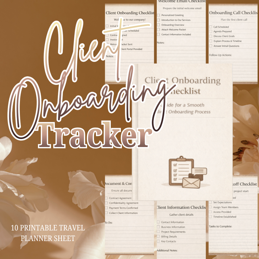 Client Onboarding Checklist PDF PNG | New Customer Business Workflow Guide | Agency Service Provider Welcome Toolkit | Intake Process Log