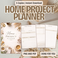 Home Project Planner PNG PDF Renovation Success Roadmap Growth Mastery Blueprint DIY Achievement Kit Interior Design Professional Pro Set