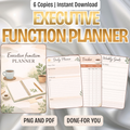 Executive Function Planner PDF PNG | ADHD Productivity Management Tool | Adult Brain Fog Routine Organizer | Task Management Checklist Template