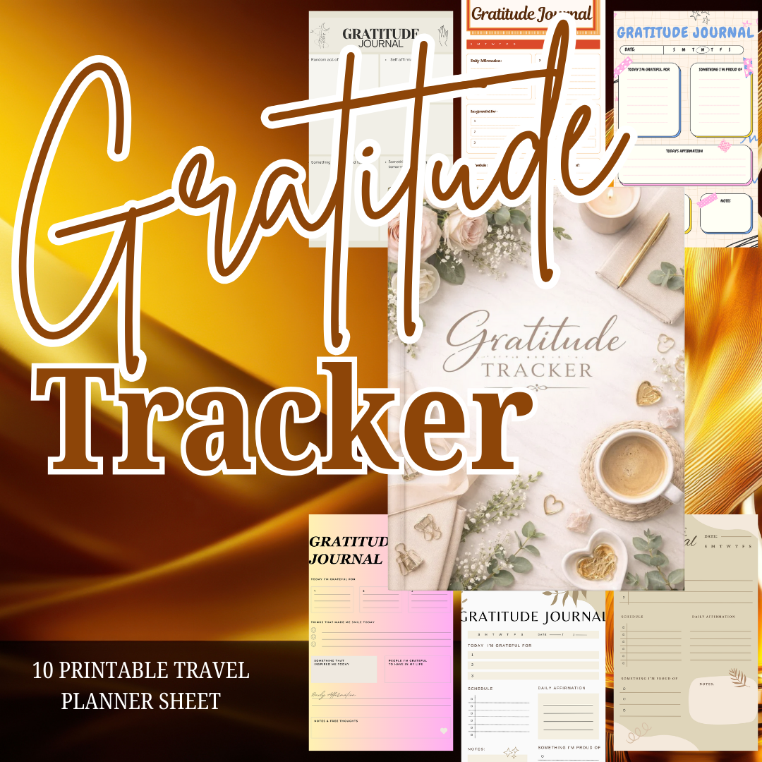 Gratitude Journal Tracker PNG PDF Success Roadmap Growth Mastery Blueprint Mindfulness Achievement Kit Wellness Pro Set Mental Sovereignty