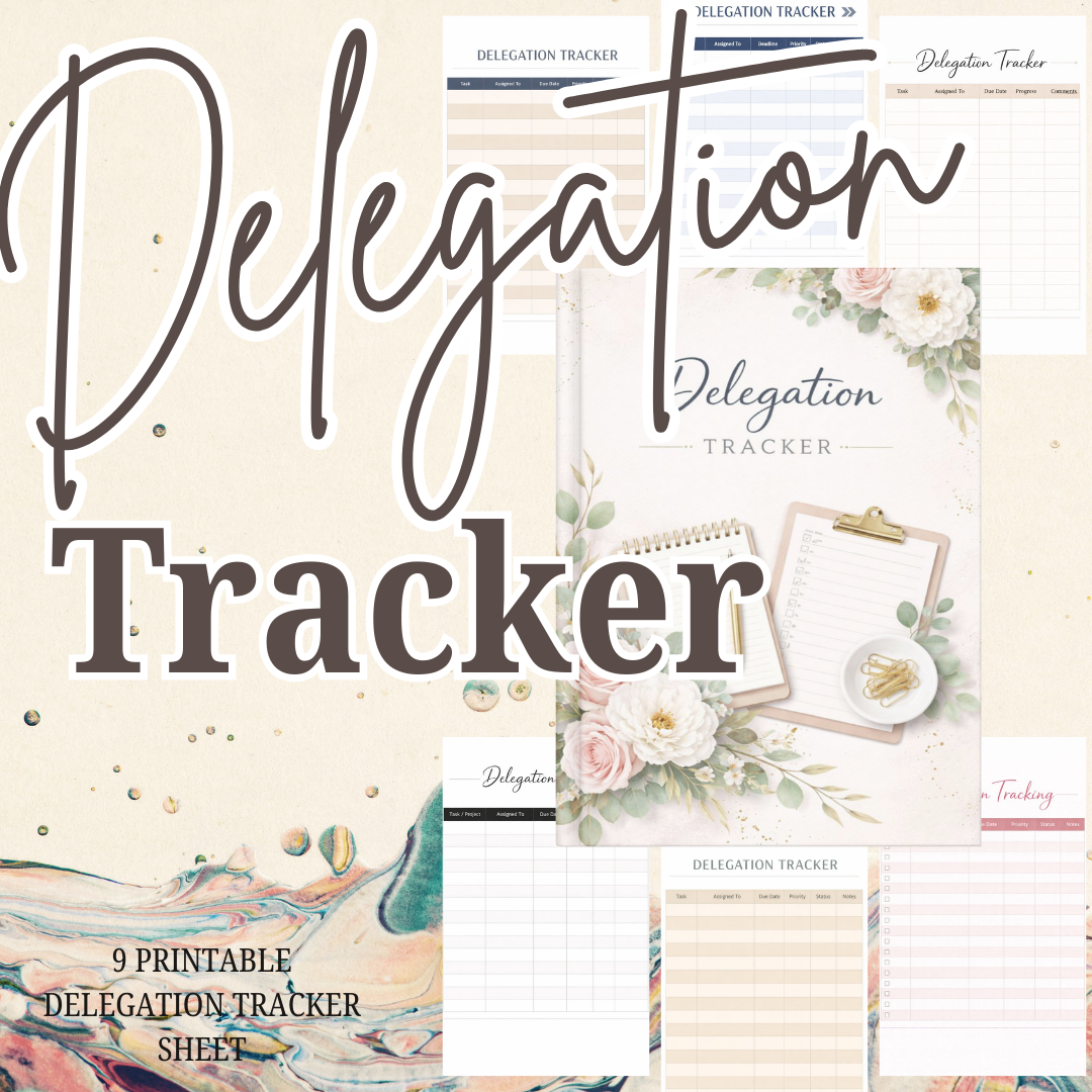 Delegation Tracker PDF PNG | Business Workflow Management Tool | Team Task Accountability Organizer | Leadership Project Status Progress Log