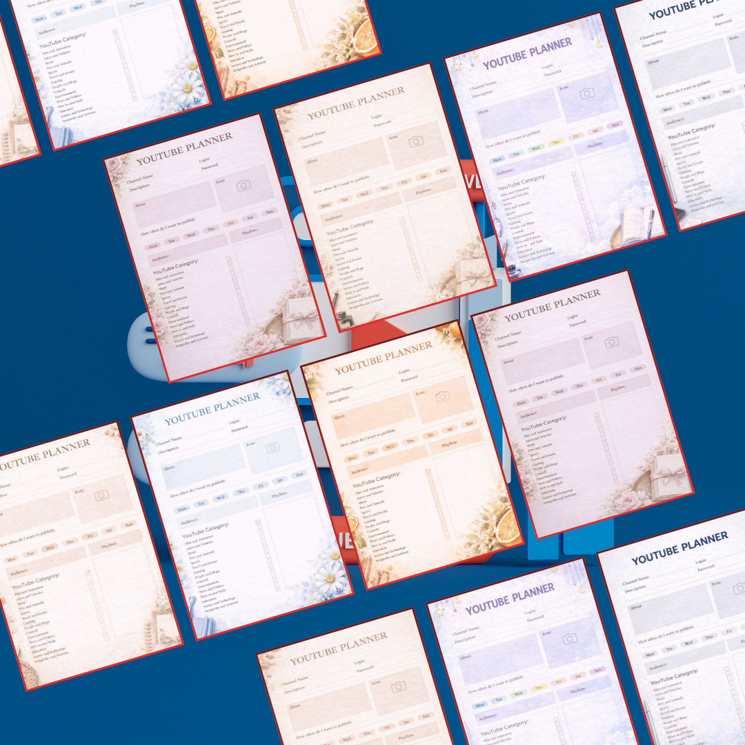 YouTube Content Strategy Planner - 2026 Video Production Log & Scripting Template - SEO Keyword Research Tracker - Digital PDF for Creators