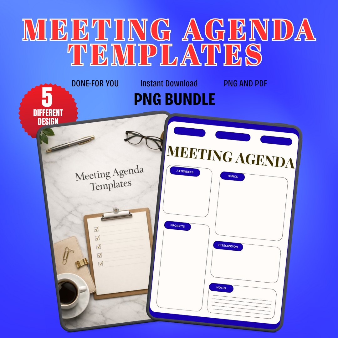 Meeting Agenda Templates PNG PDF Success Roadmap Business Growth Mastery Blueprint Executive Achievement Team Strategy Pro Set Professional