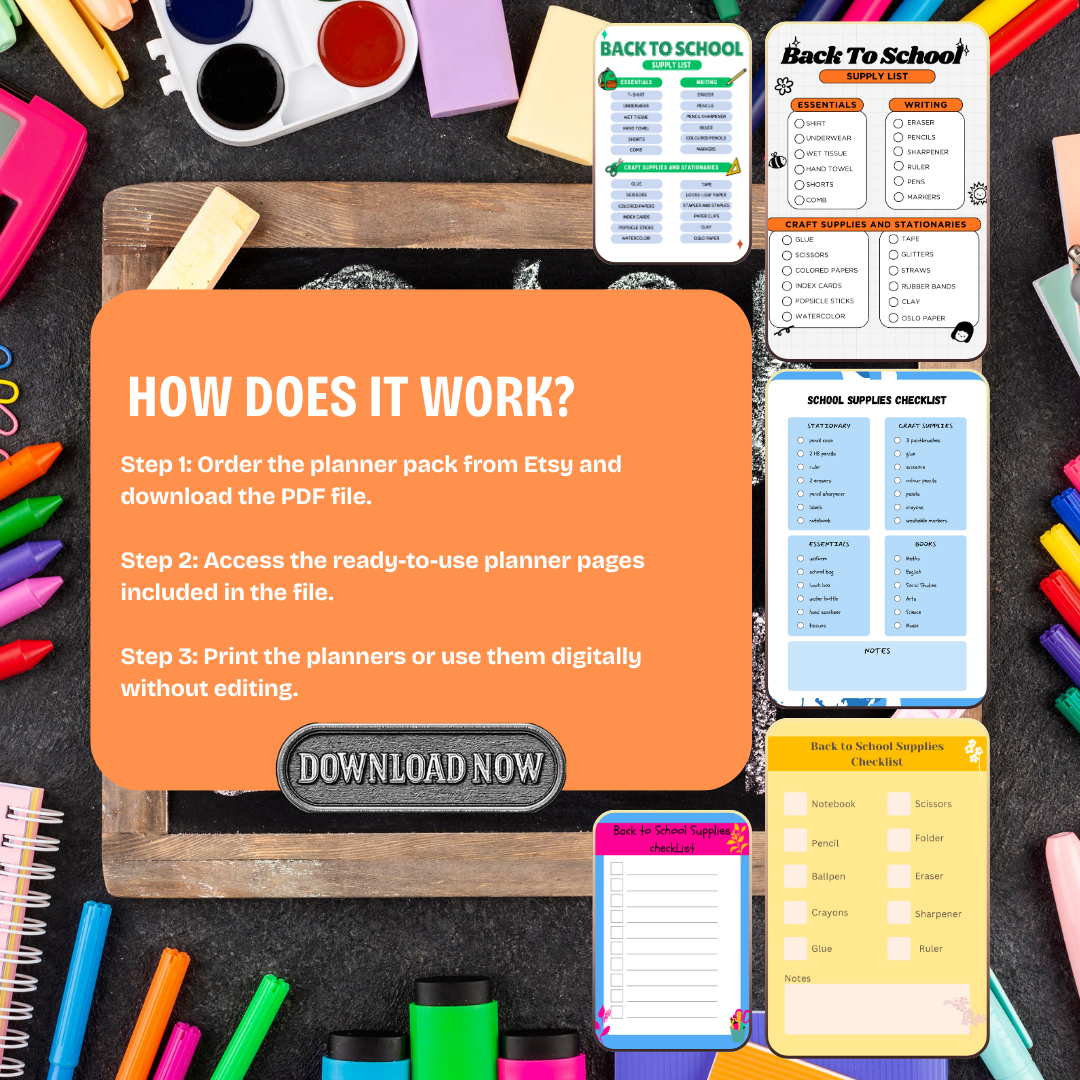 2026 Back-to-School Supply Checklist - Essential Student Stationary Log - Academic Prep Planner - School Supplies Inventory - Digital PDF
