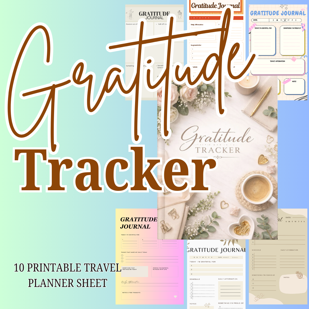 Gratitude Journal Tracker PNG PDF Success Roadmap Growth Mastery Blueprint Mindfulness Achievement Kit Wellness Pro Set Mental Sovereignty
