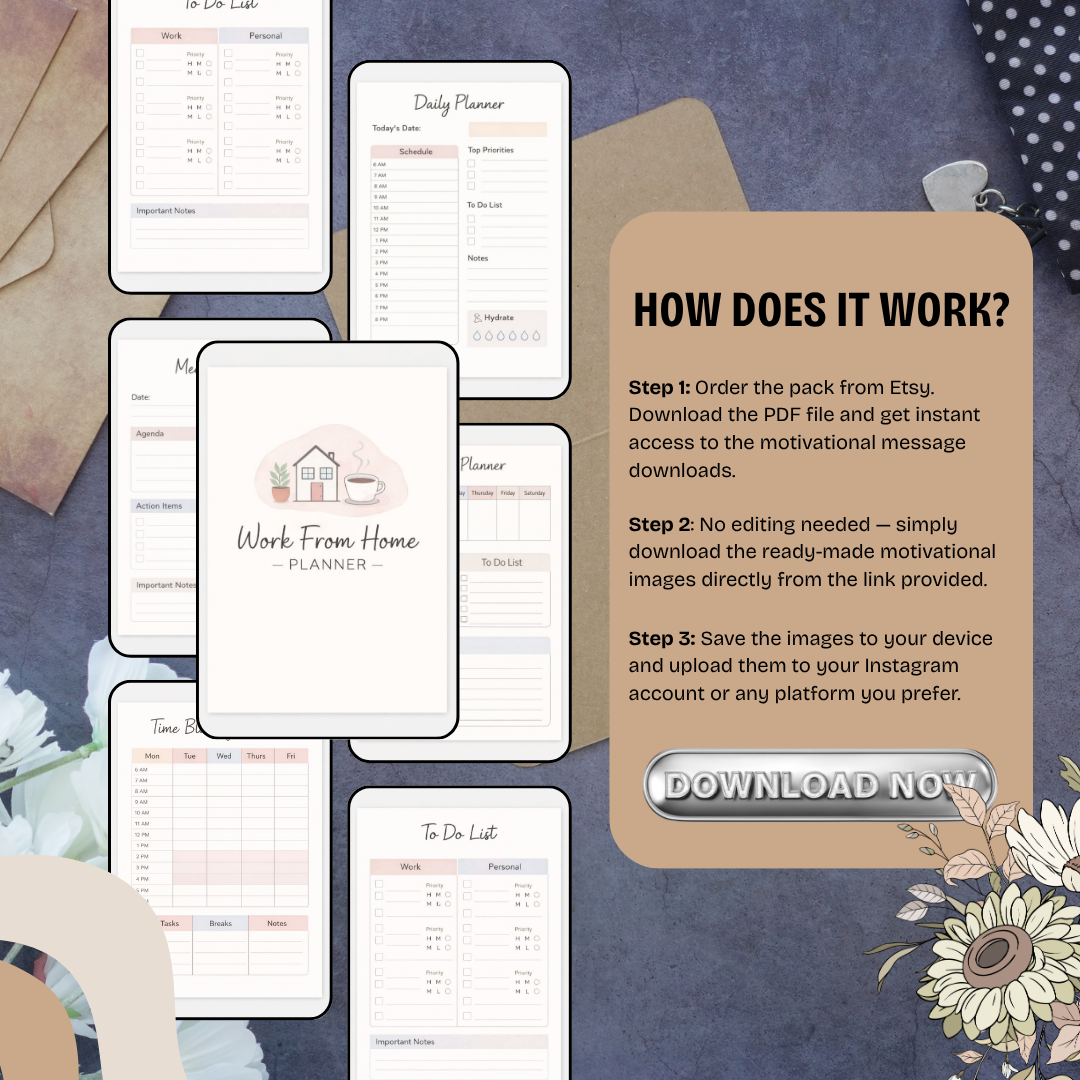 2026 Work From Home Planner - Ultimate WFH Productivity Log - Remote Work Daily Schedule & Boundary Tracker - Digital PDF Home Office Organizer