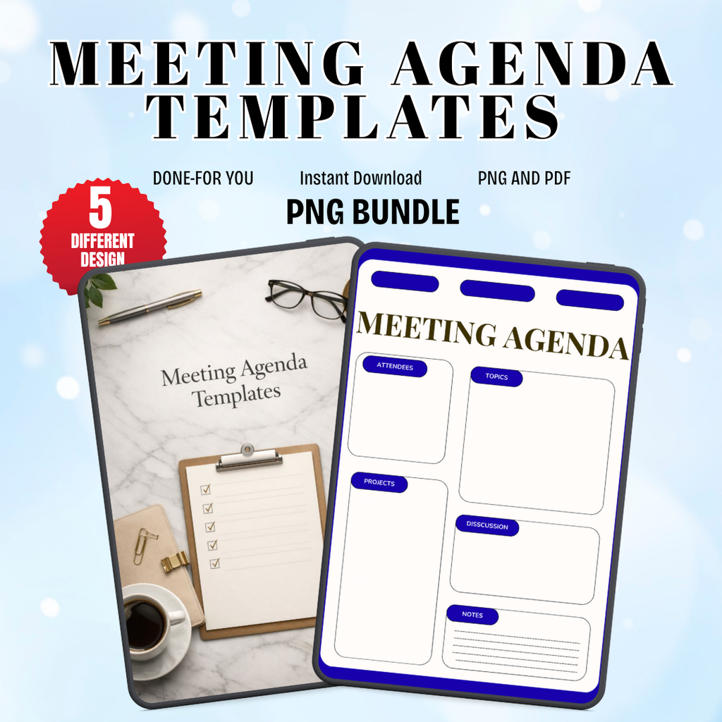 Meeting Agenda Templates PNG PDF Success Roadmap Business Growth Mastery Blueprint Executive Achievement Team Strategy Pro Set Professional