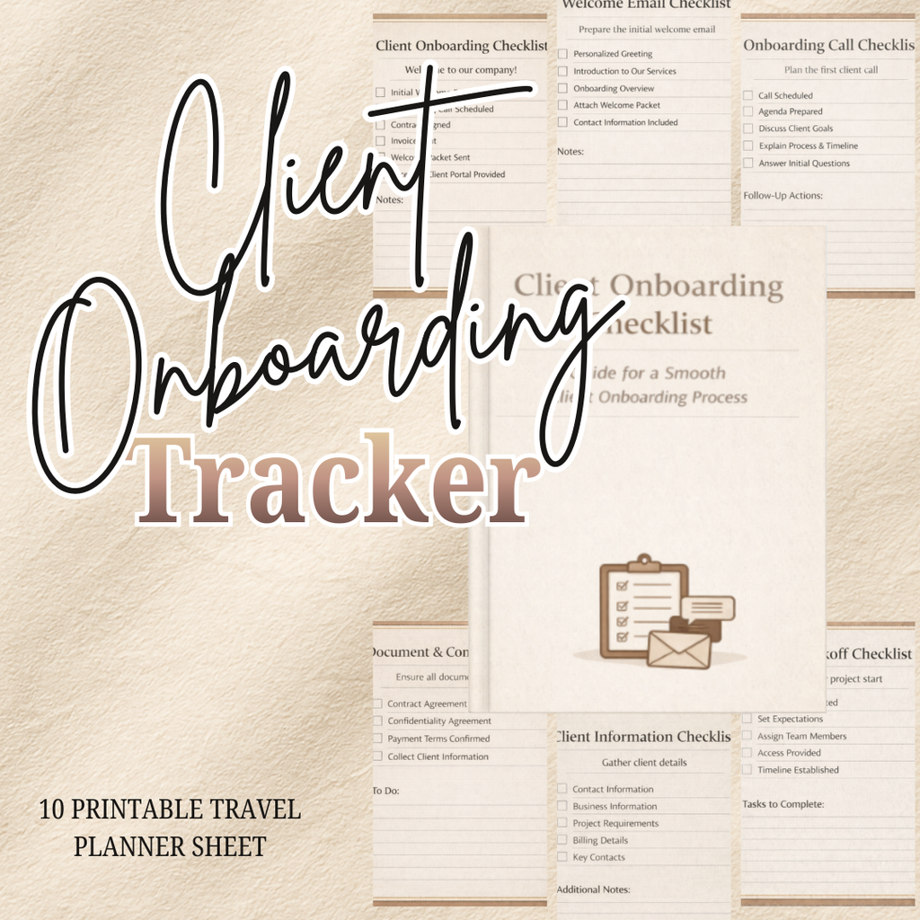 Client Onboarding Checklist PDF PNG | New Customer Business Workflow Guide | Agency Service Provider Welcome Toolkit | Intake Process Log