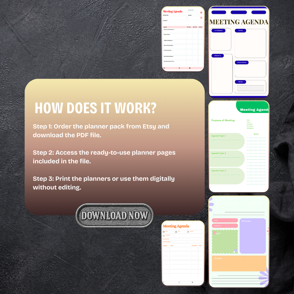 Meeting Agenda Templates PNG PDF Success Roadmap Business Growth Mastery Blueprint Executive Achievement Team Strategy Pro Set Professional