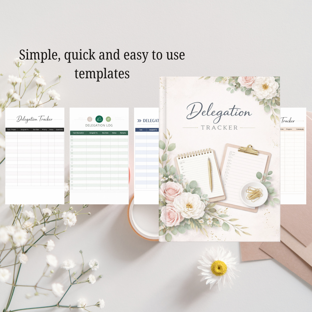 Delegation Tracker PDF PNG | Business Workflow Management Tool | Team Task Accountability Organizer | Leadership Project Status Progress Log
