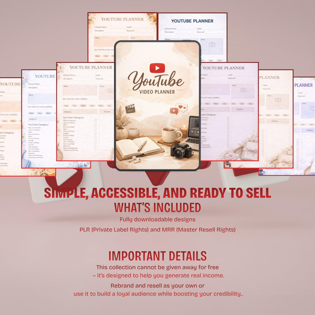 YouTube Content Strategy Planner - 2026 Video Production Log & Scripting Template - SEO Keyword Research Tracker - Digital PDF for Creators