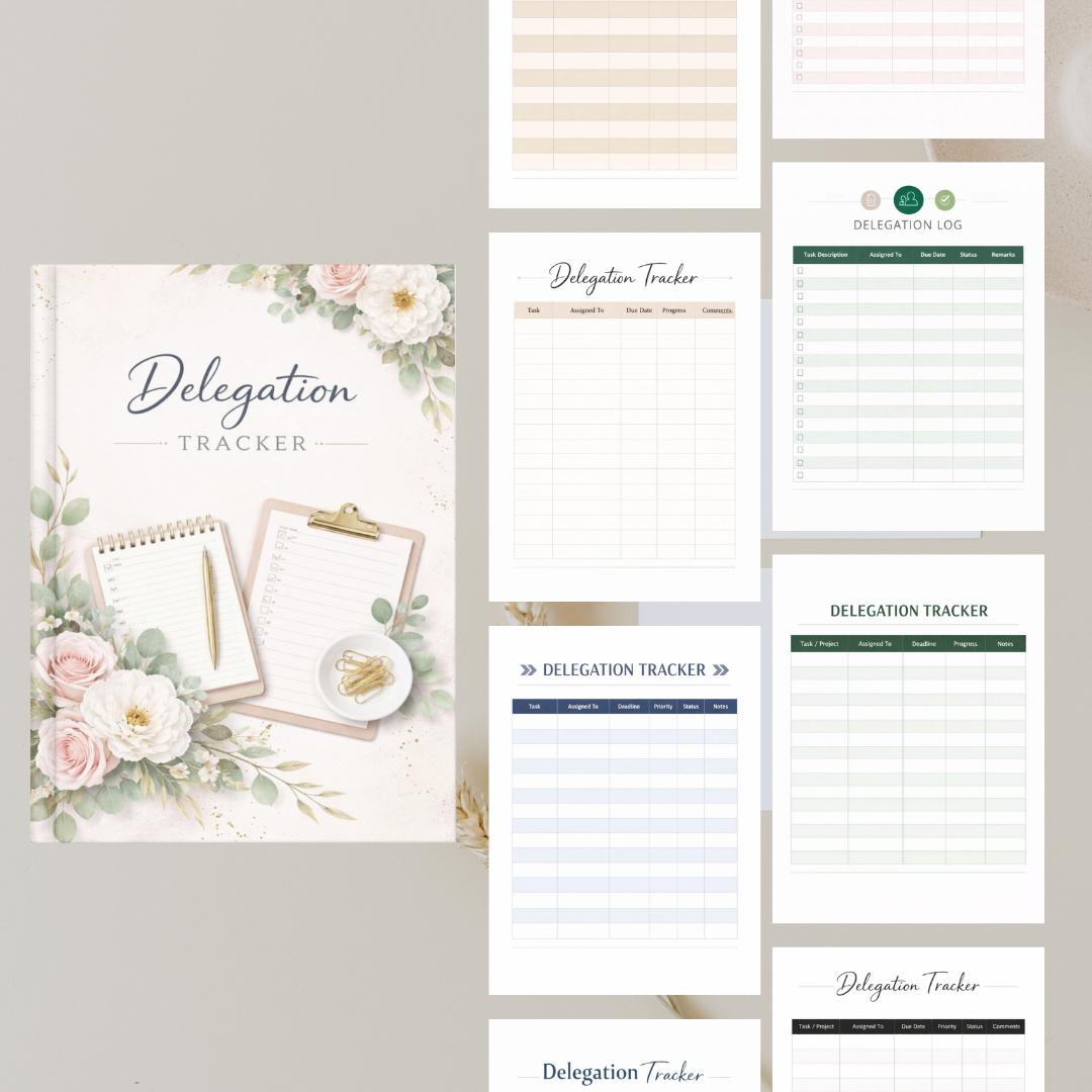 Delegation Tracker PDF PNG | Business Workflow Management Tool | Team Task Accountability Organizer | Leadership Project Status Progress Log