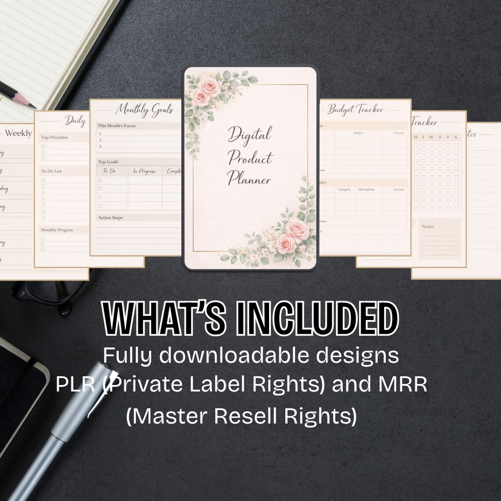 Digital Product Planner PDF PNG | Online Business Strategy Organizer | Etsy Seller Project Management Log | Product Launch Checklist Template