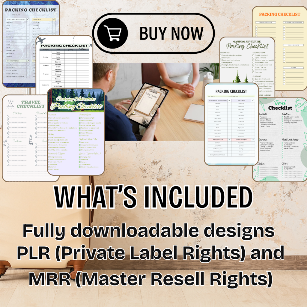 Packing Checklist PNG PDF Success Roadmap Travel Growth Mastery Blueprint Luggage Management Achievement Kit Vacation Strategy Pro Set Logistics Plan