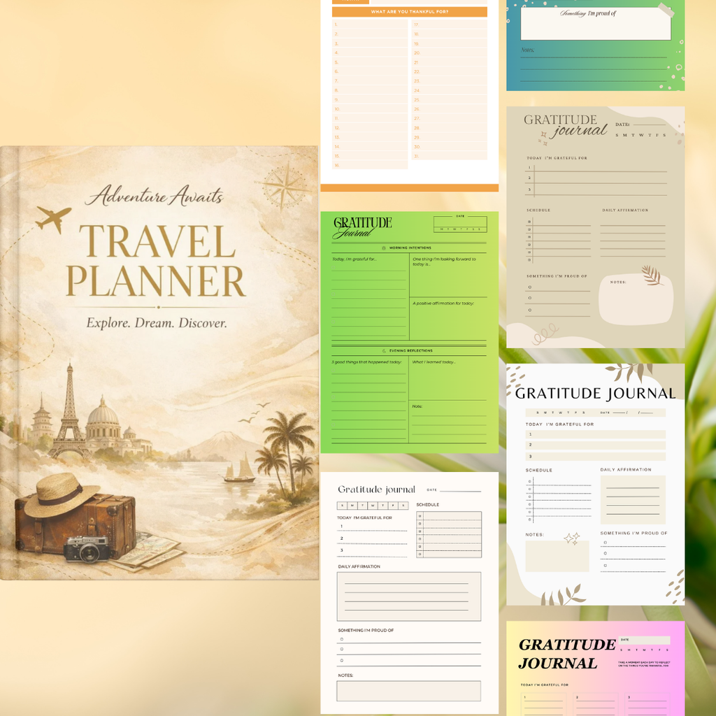 Gratitude Journal Tracker PNG PDF Success Roadmap Growth Mastery Blueprint Mindfulness Achievement Kit Wellness Pro Set Mental Sovereignty