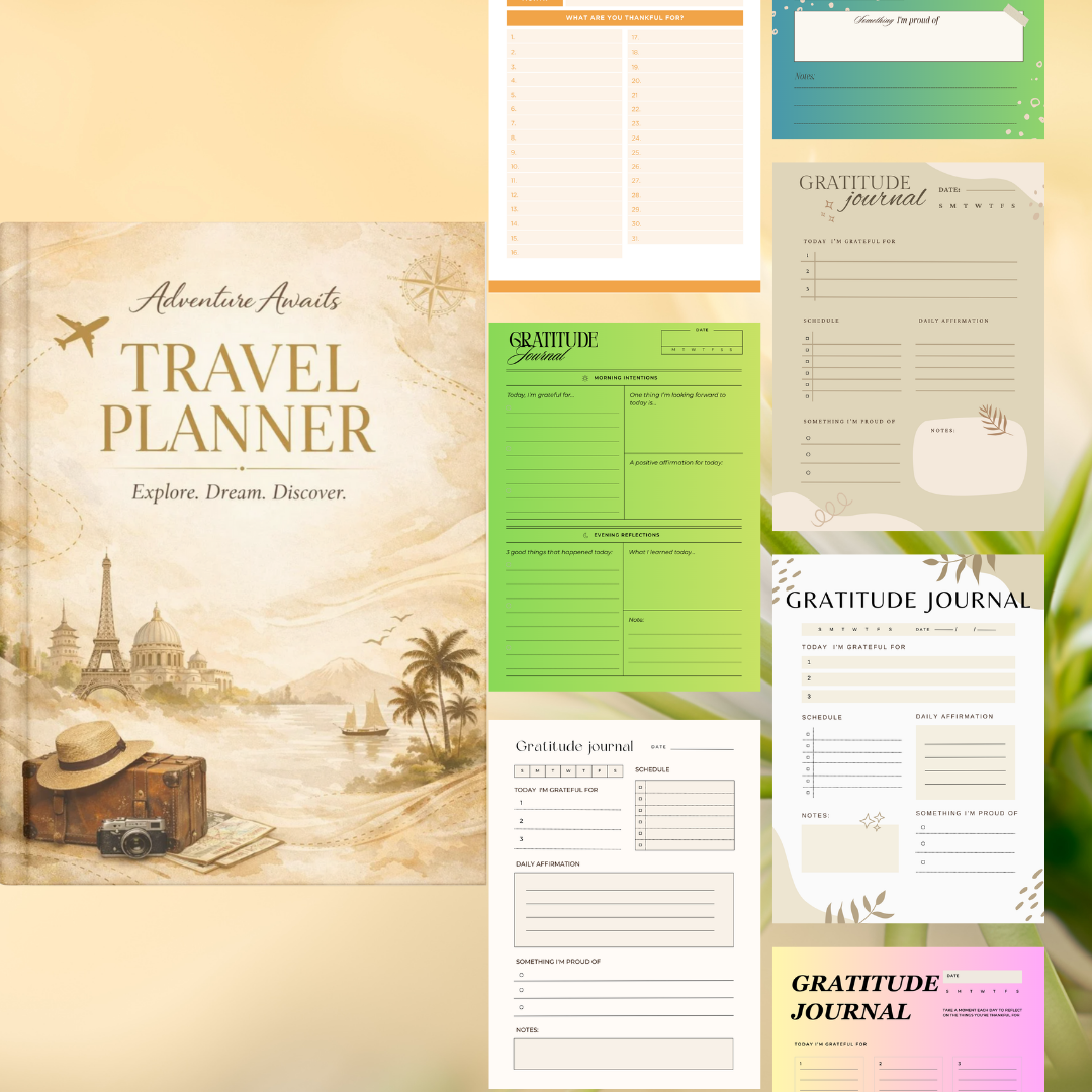 Gratitude Journal Tracker PNG PDF Success Roadmap Growth Mastery Blueprint Mindfulness Achievement Kit Wellness Pro Set Mental Sovereignty