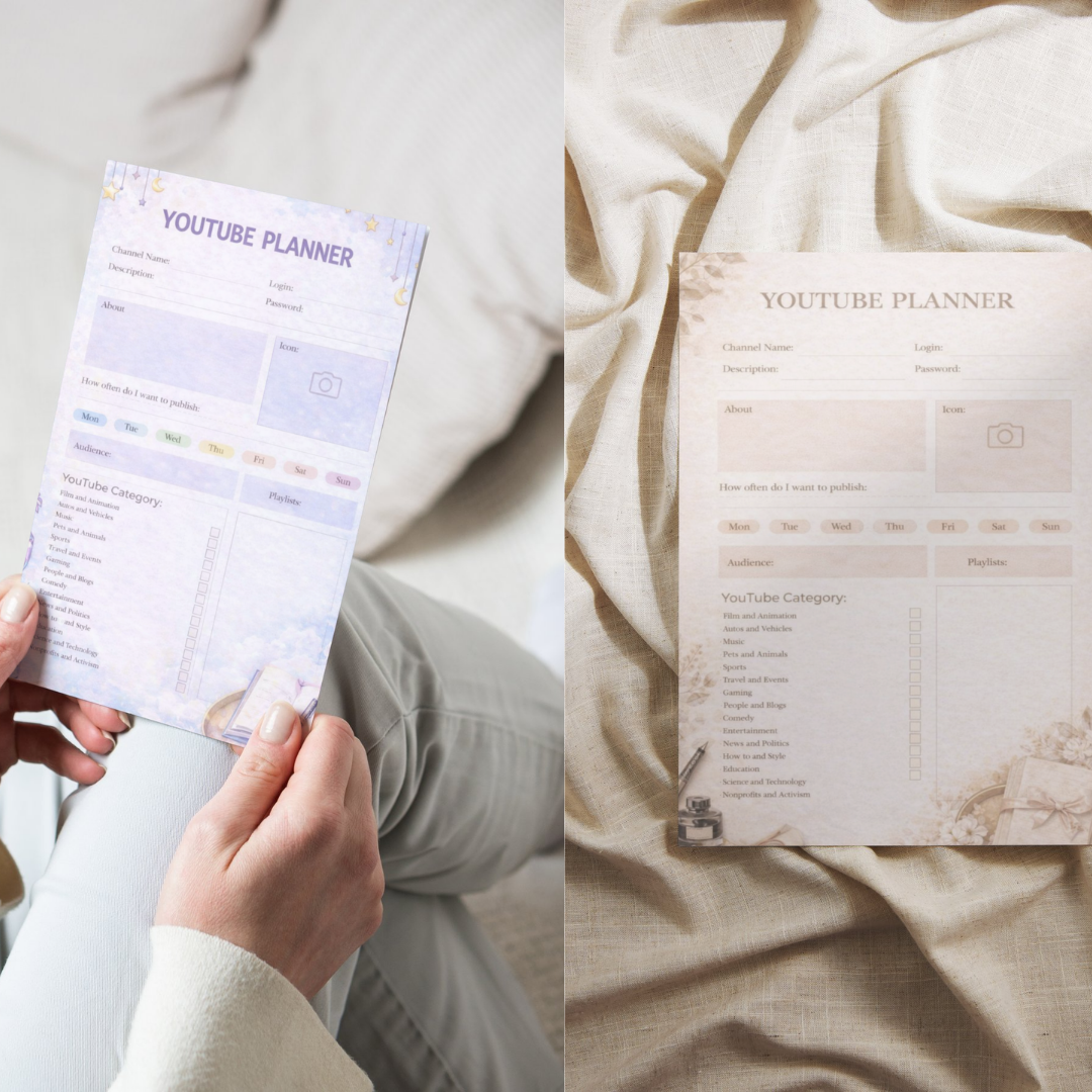 YouTube Content Strategy Planner - 2026 Video Production Log & Scripting Template - SEO Keyword Research Tracker - Digital PDF for Creators