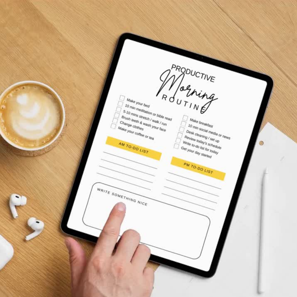 Morning Night Routine Challenge Planner PNG PDF Success Roadmap Growth Mastery Blueprint Habit Achievement Kit Wellness Pro Ritual Set