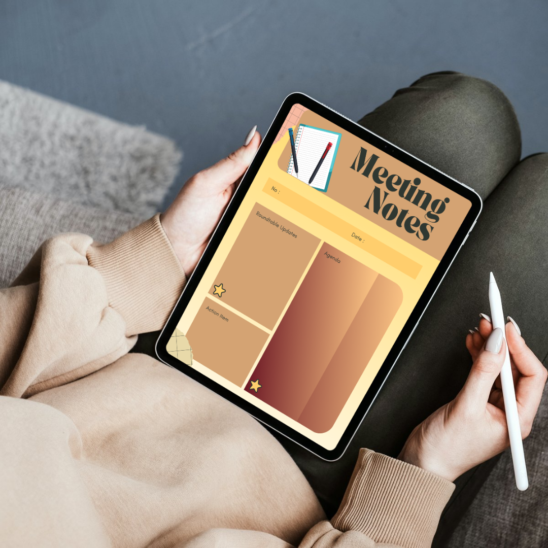 Professional Meeting Notes Planner - 2026 Business Agenda Log & Minutes Tracker - Corporate Note Taking Template - Project Manager Task PDF