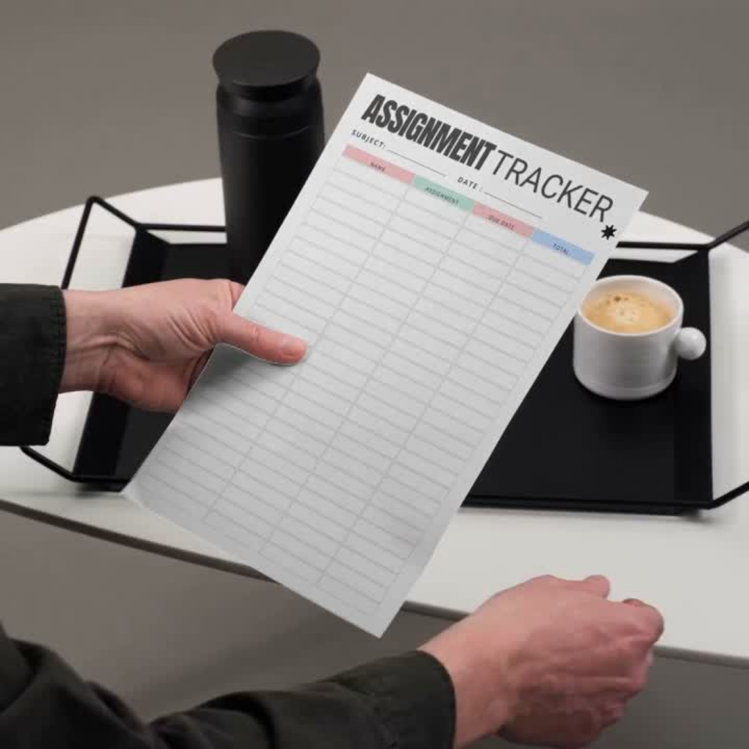 Assignment tracker PDF PNG | University School Task Organizer | Student Academic Workload Checklist Template | Homework Study Success Log