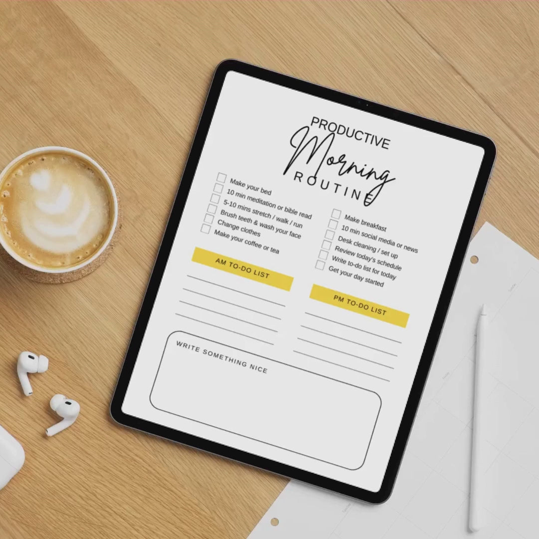 Morning Night Routine Challenge Planner PNG PDF Success Roadmap Growth Mastery Blueprint Habit Achievement Kit Wellness Pro Ritual Set
